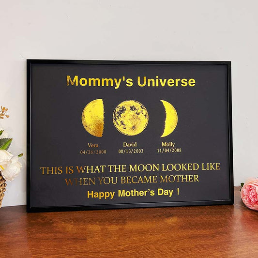 50% OFF🔥Custom Art Frame-Real Moon Phase✨Mommy's Universe