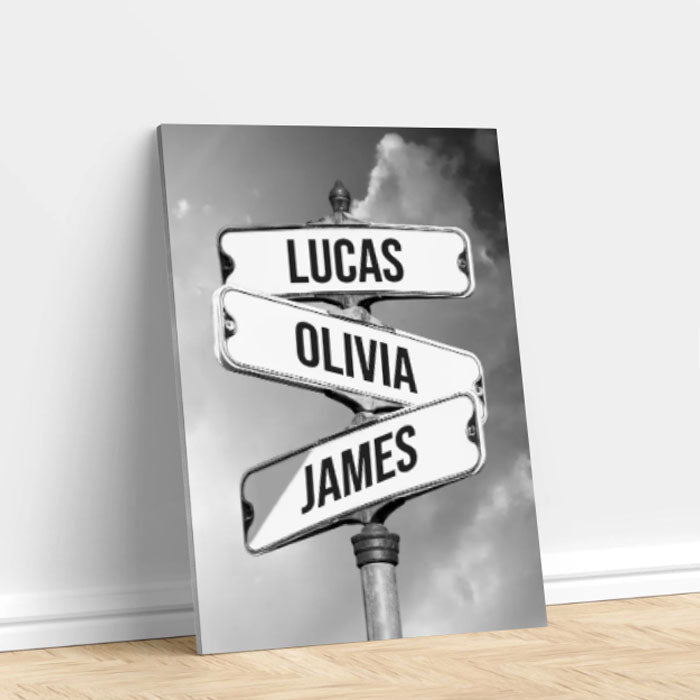 Personalized Canvas "Vintage street sign for families"