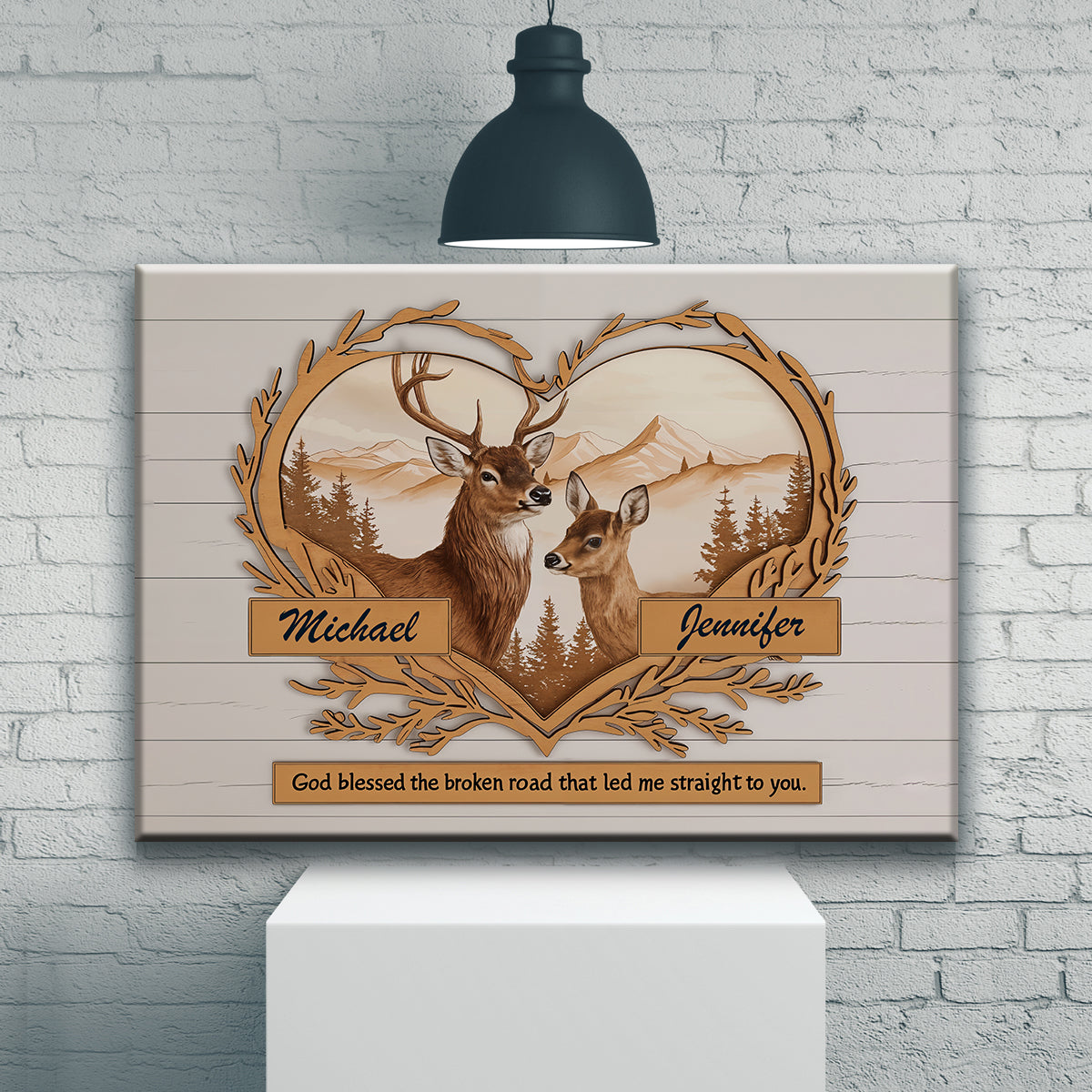 50% OFF🎄Personalized Deer Love Mountains Canvas