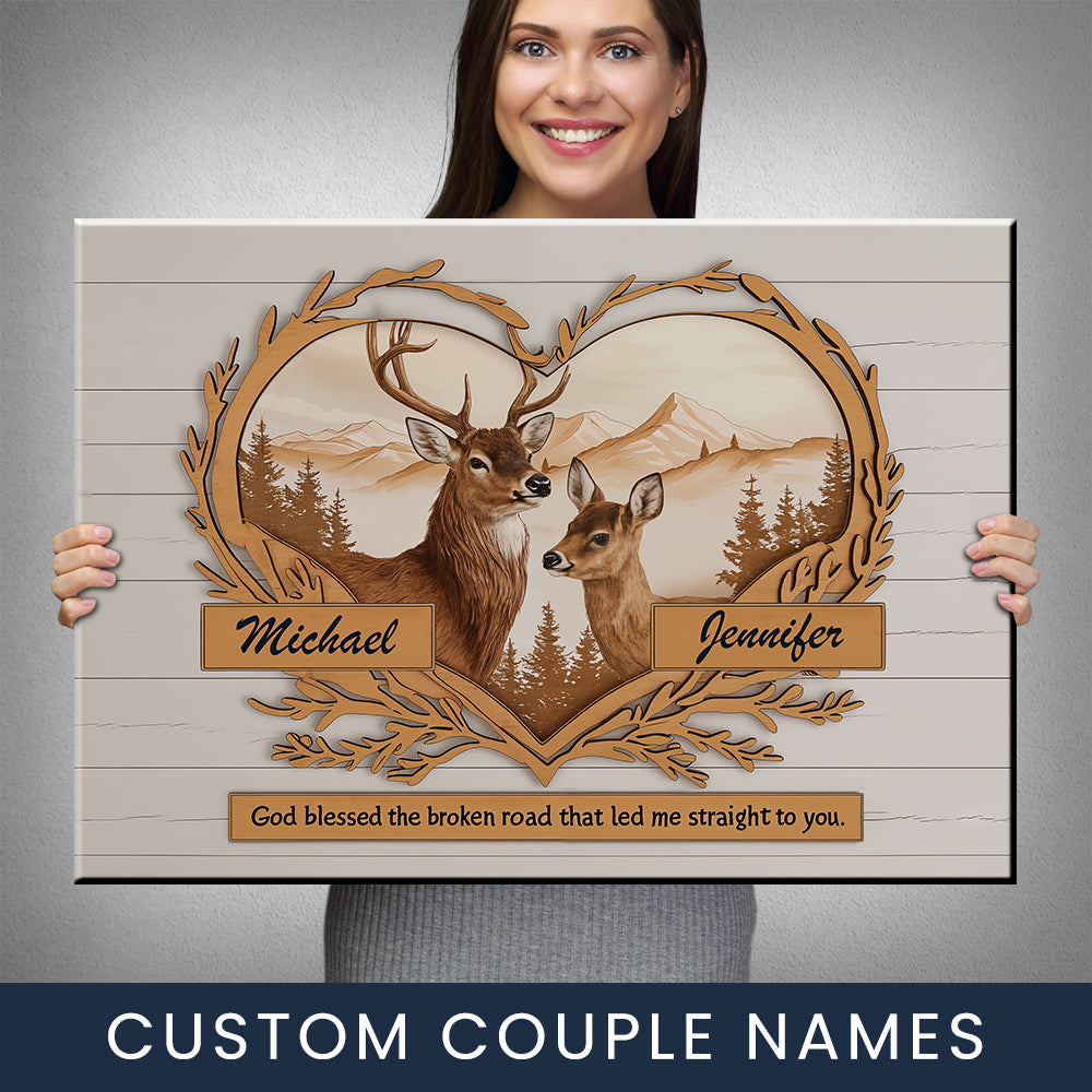 50% OFF🎄Personalized Deer Love Mountains Canvas