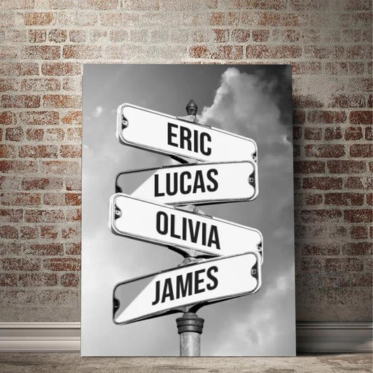 Personalized Canvas "Vintage street sign for families"